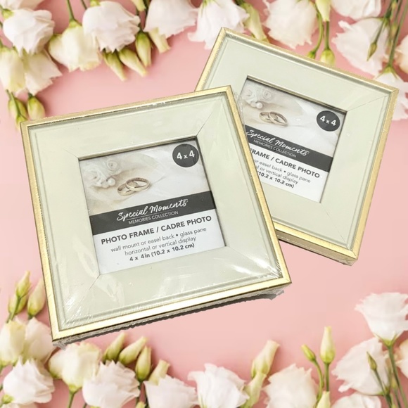 Set of 2 Picture Frames Ivory Gold Photo Frame with Mat Poster Frame 4x4 inches - Picture 8 of 8